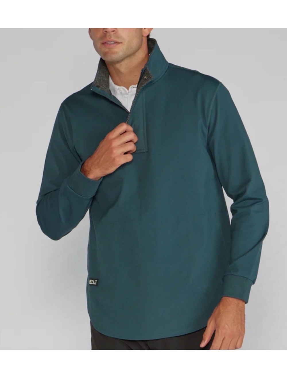 BYLT Elite Fairway drop cut pullover golf jacket fawn green large